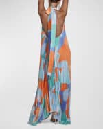 Image 2 of 4: L'IDEE Opera Pleated Asymmetric Backless Halter Gown