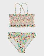 Image 1 of 3: Molo Girl's Nita Floral Smocked Bikini Set, Size 7-12
