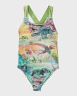 Image 1 of 2: Molo Girl's Neve Dino Paradis One-Piece Swimsuit, Size 8