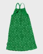 Image 4 of 6: Molo Girl's Charming Terry Cloth Check Motif Dress, Size 3-6