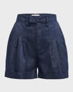 Image 1 of 6: FRAME Pleated Wide-Cuff Shorts