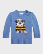 Image 1 of 2: Ralph Lauren Childrenswear Boy's Cotton Crewneck Dog Sweater, Size 3M-24M