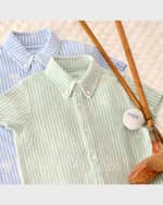 Image 4 of 4: Ralph Lauren Childrenswear Boy's Golf Club Embroidered Striped Cotton Mesh Shortall, Size 3M-12M