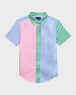 Image 1 of 4: Ralph Lauren Childrenswear Boy's Classic Oxford Short-Sleeve Button-Front Sport Shirt, Size S-XL