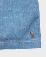 Image 3 of 3: Ralph Lauren Childrenswear Boy's Chambray Prepster Shorts, Size 2-7