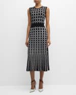 Image 2 of 6: Elie Tahari The Ari Striped Polka Dot Midi Sweater Dress
