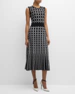 Image 5 of 6: Elie Tahari The Ari Striped Polka Dot Midi Sweater Dress