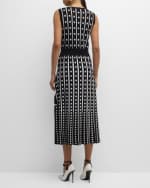 Image 3 of 6: Elie Tahari The Ari Striped Polka Dot Midi Sweater Dress