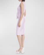Image 5 of 6: Badgley Mischka Collection Sleeveless Draped Bateau-Neck Midi Dress