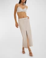Image 4 of 5: LaMarque Abia Front-Slit Leather Maxi Skirt