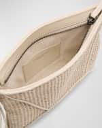 Image 5 of 6: Brunello Cucinelli Zip Raffia & Leather Wristlet
