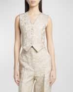 Image 1 of 6: Stella McCartney Metallic Brocade Crop Vest