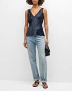 Image 2 of 6: FRAME Savannah Silk V-Neck Tank Top