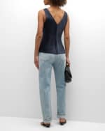 Image 4 of 6: FRAME Savannah Silk V-Neck Tank Top
