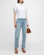 Image 2 of 6: FRAME Pleated Puff-Sleeve Tee