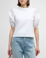 Image 3 of 6: FRAME Pleated Puff-Sleeve Tee