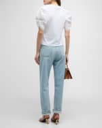 Image 4 of 6: FRAME Pleated Puff-Sleeve Tee