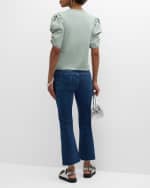Image 4 of 6: FRAME Pleated Puff-Sleeve Tee
