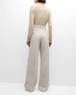 Image 2 of 4: FRAME Pleated Mid-Rise Trousers