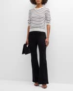 Image 5 of 6: FRAME Striped Short-Sleeve Sweater