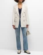 Image 5 of 6: FRAME Pinstripe Double-Breasted Blazer