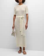 Image 2 of 6: FRAME Short-Sleeve Mixed Stitch Sweater Dress