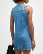 Image 4 of 6: FRAME Sleeveless Denim Pocket Mini Dress