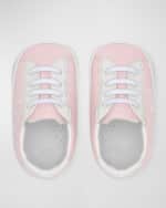 Image 3 of 3: Versace Girl's Lamb Leather Prewalker Sneakers, Newborn-12M