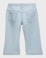 Image 2 of 3: Versace Girl's Light Wash Logo-Print Denim Pants, Size 12M-3