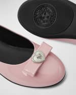 Image 2 of 3: Versace Girl's Goat Leather Ballet Flats, Kids