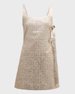 Image 1 of 6: Emilia Wickstead Maya Bows Sleeveless Metallic Seersucker Mini Dress