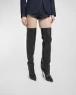 Image 2 of 6: Alexander McQueen Armadillo Leather Over-The-Knee Boots