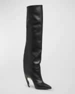 Image 5 of 6: Alexander McQueen Armadillo Leather Over-The-Knee Boots