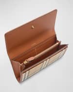 Image 4 of 4: Burberry Halton Check Leather Flap Wallet