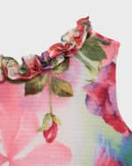 Image 3 of 5: Helena Girl's Ruffled Sleeveless Textural Floral Knit Dress, Size 2-6