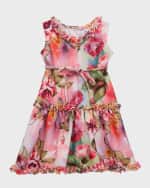 Image 2 of 3: Helena Girl's Textured Floral Knit Dress, Size 7-14