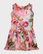 Image 1 of 3: Helena Girl's Textured Floral Knit Dress, Size 7-14