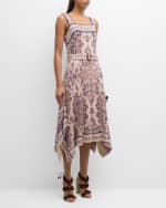 Image 5 of 6: Misook Floral Jacquard-Knit Handkerchief Midi Dress