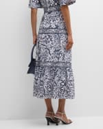 Image 4 of 7: Misook Tiered Eyelet Floral-Embroidered Midi Skirt