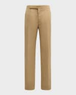 Image 1 of 6: Ralph Lauren Purple Label Men's Gregory Hand-Tailored Silk-Linen Trousers