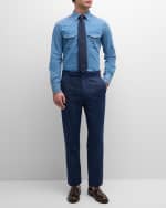 Image 5 of 6: Ralph Lauren Purple Label Men's Gregory Hand-Tailored Denim Suit Trousers
