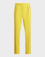 Image 1 of 6: Ralph Lauren Purple Label Men's Gregory Silk Pleated Trousers