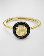 Image 4 of 5: LAGOS 18K Gold and Black Caviar 9mm Circle Ring, Size 7