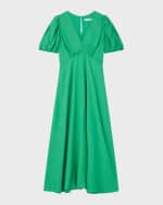 Image 1 of 4: LK Bennett Hermia Split-Sleeve Empire Midi Dress