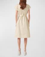 Image 3 of 4: LK Bennett Ivy Belted Cap-Sleeve Cotton Utility Midi Dress