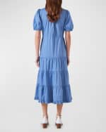 Image 3 of 4: LK Bennett Hedy Tiered Ruffle-Trim Cotton Midi Dress
