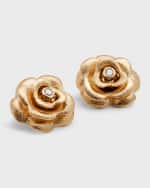 Image 4 of 5: Sydney Evan 14k Yellow Gold Diamond Bezel Rose Stud Earrings