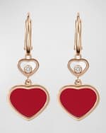 Image 1 of 5: Chopard Happy Hearts 18K Rose Gold Carnelian & Diamond Earrings