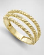 Image 1 of 5: LAGOS 18K Gold Superfine Caviar Beaded 3-Row Ring, Size 7