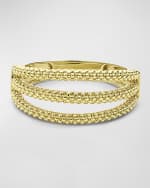 Image 5 of 5: LAGOS 18K Gold Superfine Caviar Beaded 3-Row Ring, Size 7